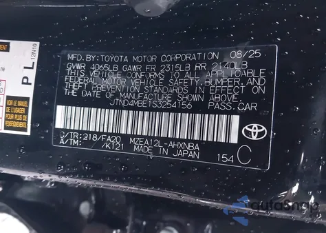 2025 Toyota Corolla Se z USA, uszkodzony, nr VIN JTND4MBE1S3254156